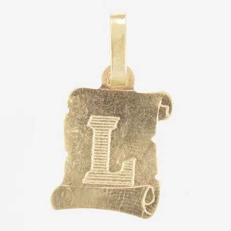 Hänge med bokstaven L längd: ca 1,8cm bredd: ca 10mm 14K  Vikt: 0,3 g