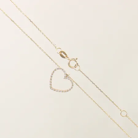 Collier Ankar med integrerat hänge med vita stenar ställbar längd 42,5/45,5cm bredd:0,8-11mm 18K  Vikt: 1,5 g