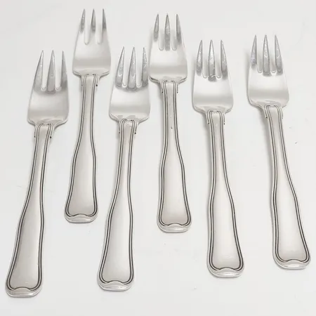 6 Gafflar Georg Jensen, originallinda, 925/1000 silver Vikt: 358,9g Vikt: 358,9 g
