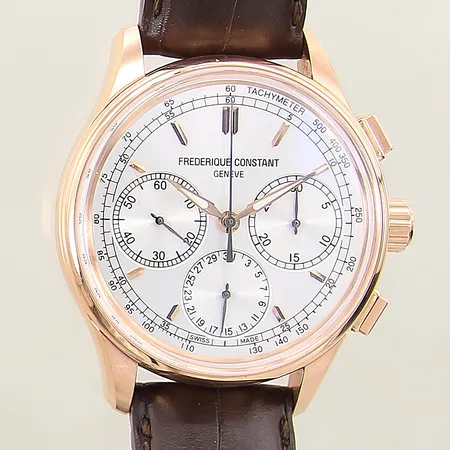 Herrur Frederique Constant Flyback stål/guld  automatisk, ref-nr: FC-760X4H4/6, serie-nr: 3437504, Ø42mm, alligatorband med lätt slitage, safirglas, kronograf, boett med mindre repor, cert ej ifyllt, tag från annan modell medföljer, manual, box, ytterkartong