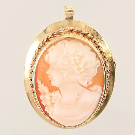 Hänge/Brosch med kamé 36x24mm 18K Vikt: 5,5 g