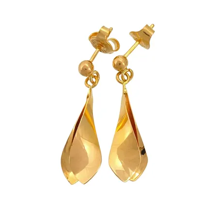 Örhängen, 18K guld, längd 26 mm, bredd 7 mm, olika ploppar Vikt: 1,5 g