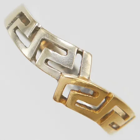 Ring med meandermönster, stl:17¾, tvåfärgad, 14K Vikt: 2,0g Vikt: 2 g