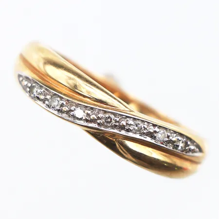 Ring med små diamanter, stl:18, bredd:1,2mm, 18K Vikt: 2,3 g
