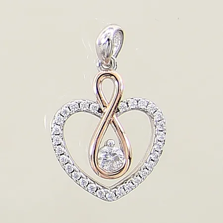 Hänge hjärta med vita stenar 23x14mm tvåfärgad silver 925/1000 Vikt: 1,6 g