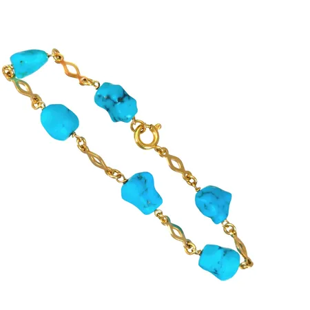 Armband, 18K guld, Turkoser, längd 17,0 cm, bredd 3,5 - 8 mm, fint skick, bruttovikt 7,7g Vikt: 7,7 g