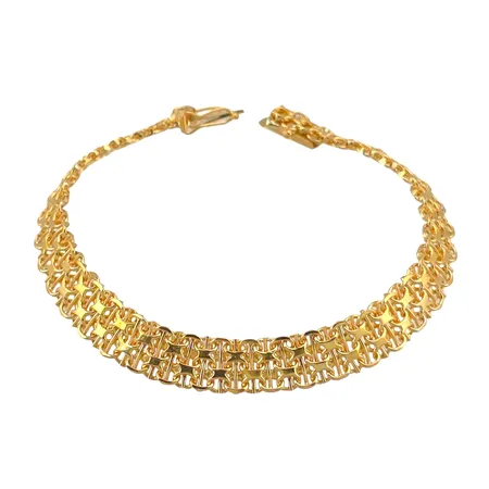 Armband X-länk med stav, 18K guld, tillverkarstämpel NGJ, Köping, svensk kontrollstämpel, längd knäppt 18,5 cm, bredd 8,7 mm Vikt: 17,3 g