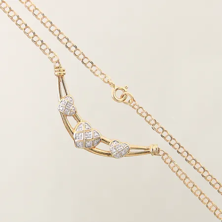 Collier Bismarck med integrerat hänge med 8/8-slipade diamanter GHA längd 43,5cm bredd 2,5-8,2mm, vitguldsdetaljer, något vriden länk, 18K Vikt: 5 g