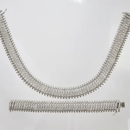 Smyckesset Esha Randel, armband och collier med vita stenar, oädel metall