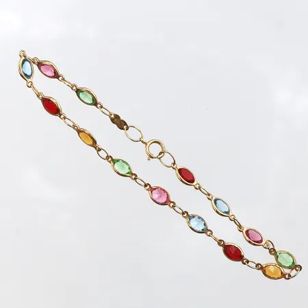 Armband med ametist/citrin/blå topas/granat/peridot, 20cm, bredd: 4,5mm, 18K Vikt: 2,4 g
