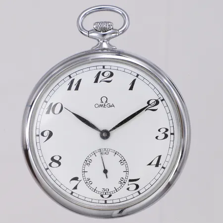 Fickur Omega, Ø47,9mm, manuell, liten sekundvisare, kaliber 960, boettnr 1211740, verknr 47125114, repor, kromad boett 