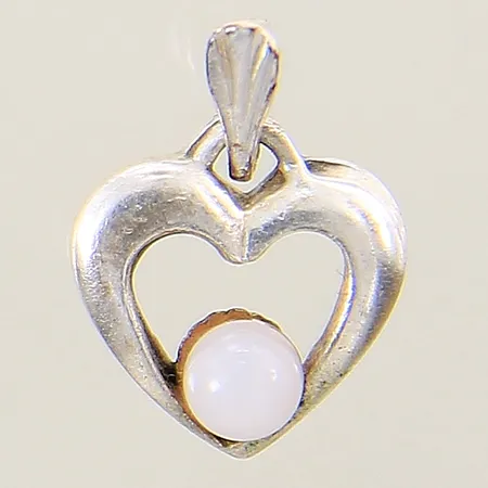 Hänge hjärta med imitationspärla 15x11mm silver 830/1000 Vikt: 1 g