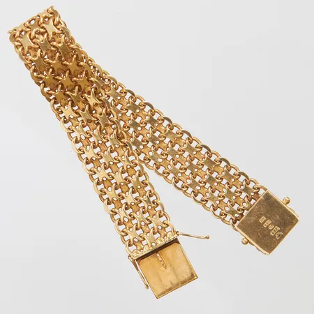 Armband X-länk längd 19cm, bredd 15,5mm, svenska stämplar, 18K Vikt: 45,1g Vikt: 45,1 g
