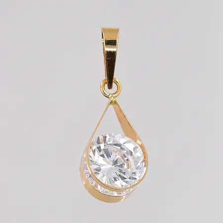 Hänge med vit sten 20x7mm Guldfynd, 18K Vikt: 0,9 g