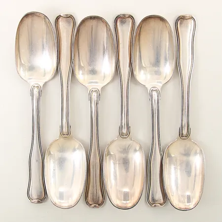 6 Bordsskedar modell Old Danish Georg Jensen längd 17,5cm silver 925/1000 Vikt: 321,8 g