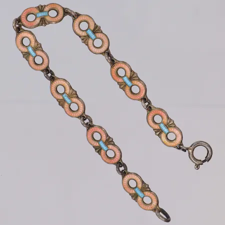 Armband med emalj längd 15cm, bredd 6,5mm, made in Norway, 925/1000 silver Vikt: 4,8 g