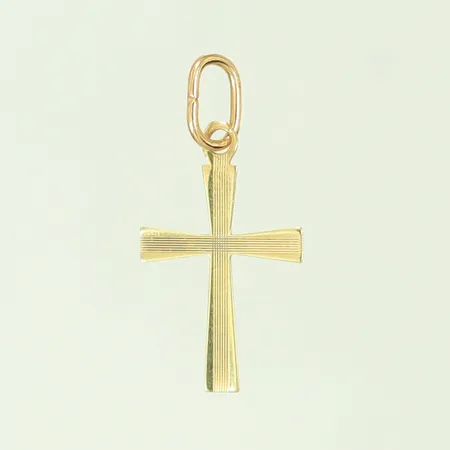 Hänge "kors" 20 x 11mm (repigt) 14K, 0,3g 