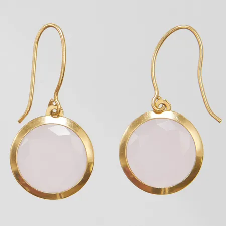 Örhängen med rosa stenar GHA, krokar, längd ca 24mm, lösa i fattning, 18K Brv: 1,4g.