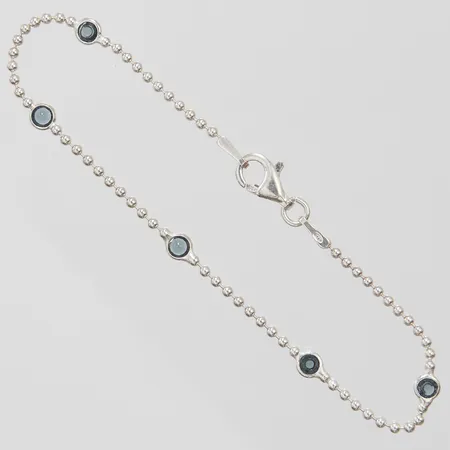 Armband med blå stenar, kullänk, längd 16cm, 925/1000 silver Vikt: 1,6g Vikt: 1,6 g