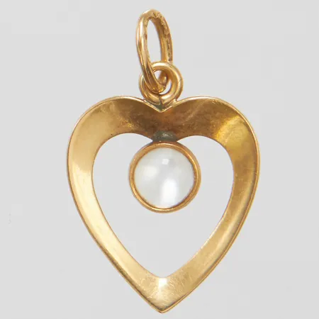 Hänge hjärta med vit sten, längd 18mm, 18K Vikt: 0,6g Vikt: 0,6 g