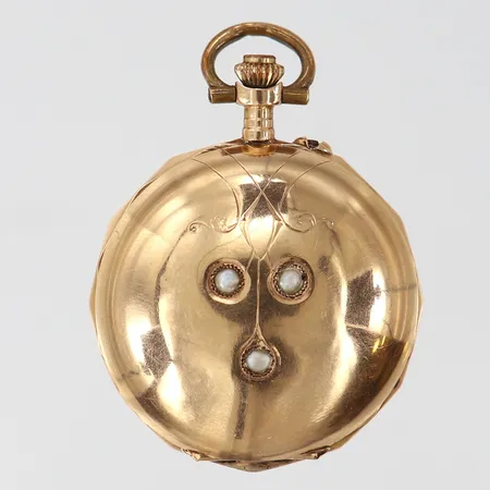 Mormorsur Remontoir Cylindore med fröpärlor manuell boett-nr: 23925 Ø27mm slitage/repig 14K. 