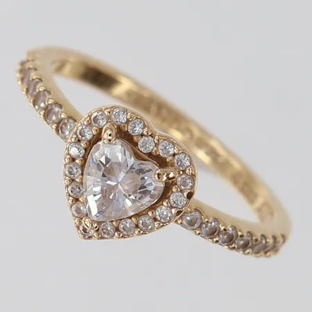 Ring med stenar Pandora stl 16½ bredd ca 2,8mm, 14K Vikt: 2,4 g
