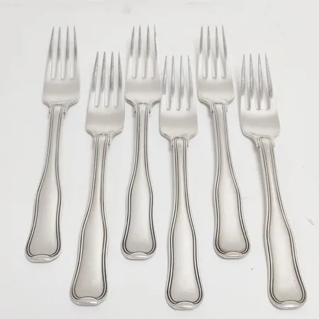 6 Gafflar Georg Jensen, originallinda, 925/1000 silver Vikt: 316,5g Vikt: 316,5 g