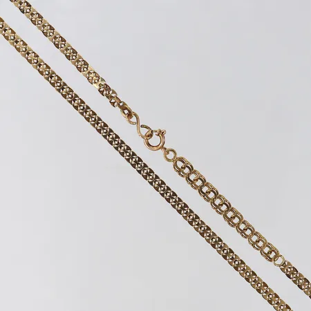 Kedja längd ca 47cm bredd 3,4mm, lagning på länken, något defekt lås14K Vikt: 6 g