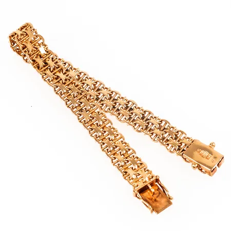 Armband X-länk med stav 19cm bredd 9,5mm 18K 20,8g. 
