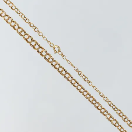 Collier doserad Bismarck längd 51cm, bredd 2,5-4,5mm, skeva länkbitar, buckligt lås 18K  Vikt: 8,2 g