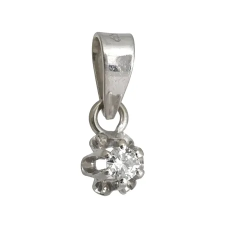 Hänge, 18K vitguld, Diamant 0,05ct, Guldvaruaktiebolaget G. Dahlgren & Co Ab, svensk kontrollstämpel, längd inkl. ögla 13 mm, bredd 5 mm, fint skick Vikt: 0,5 g