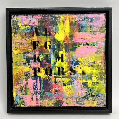 Tavla akryl på duk Hans Göran Eriksson, HG Gallery 2019, ca 33x33cm, ramad Skickas med postpaket.