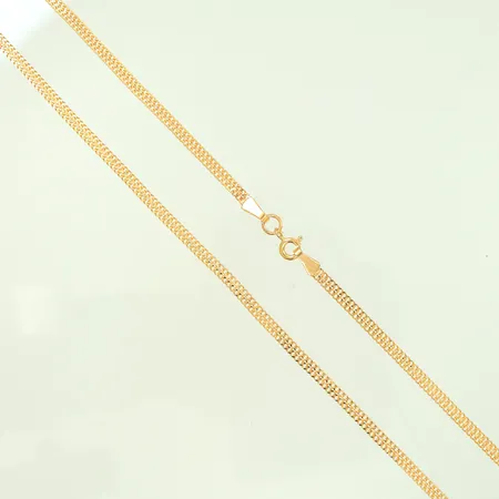 Halsband Fiskben längd 45 bredd 3mm, ojämna länkdelar, 21K 7,1g Vikt: 7,1 g