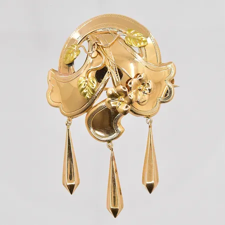 Brosch 55x38mm Svedboms Guldsmeds AB år 1957, 18K Vikt: 6,7 g