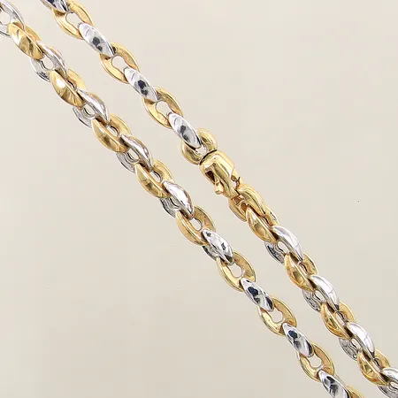Collier längd 43,5cm bredd 6,5mm ihålig tvåfärgad 18K Vikt: 35,4 g