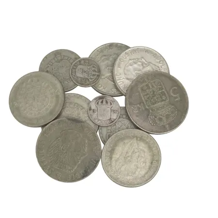 Parti svenska silvermynt 40-60 % finvikt cirka 50g Vikt: 50 g
