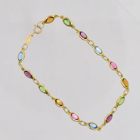 Armband med färgade stenar 18,5cm, 18K Vikt: 2,7 g