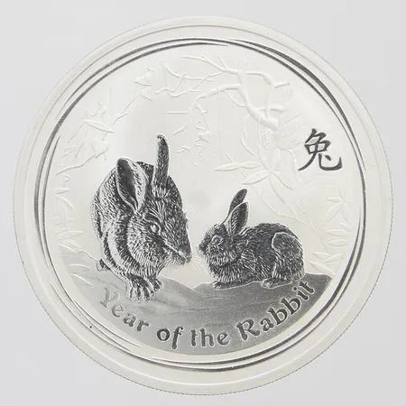 Silvermynt 2 Dollar 2011 Australia Queen Elizabeth II Year Of The Rabbit, etui, 999/1000 silver Vikt: 62,2g Vikt: 62,2 g