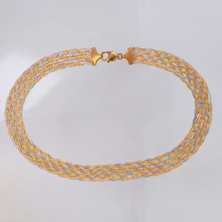Collier längd 43cm bredd 14,3 trefärgad 18K Vikt: 34,2 g