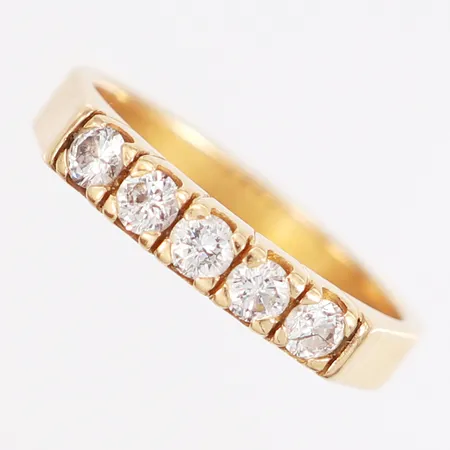 Ring med diamanter 5x0,10ct stl:18, bredd: 3,5mm, 18K Vikt: 5,3 g