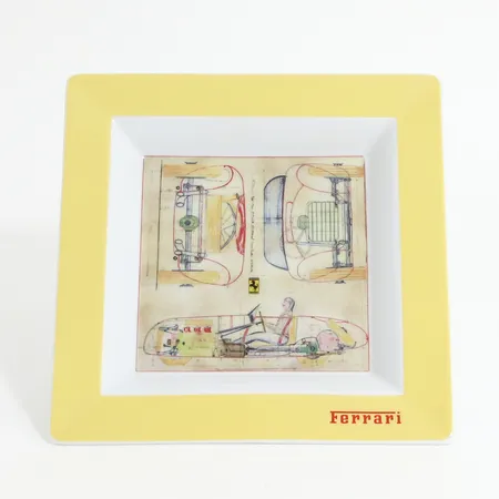 Fat Rosenthal för Ferrari Club Italia, porslin, 21,5 x 21,5cm, märkt med röd Ferrari logo.