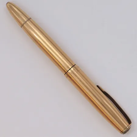 Reservoarpenna Montblanc Masterpiece, 744, längd 13,5cm, namngravyr, nagg, bucklor, 14K guldpläterad
