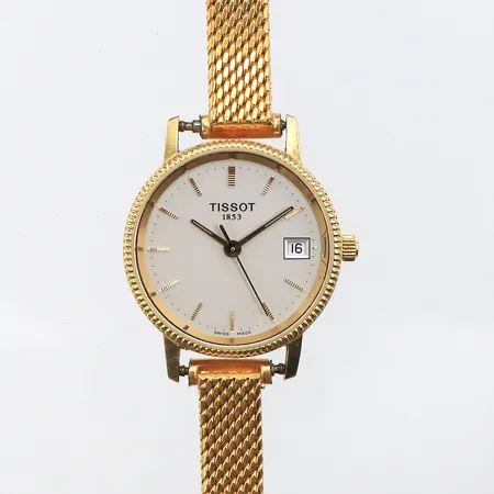 Damur Tissot 18K, 24mm, quartz, batteribyte krävs, länk i oädel metall, inga tillbehör.