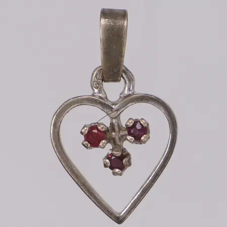 Hänge med röda stenar, längd 23mm, 830/1000 silver Vikt: 1,3 g