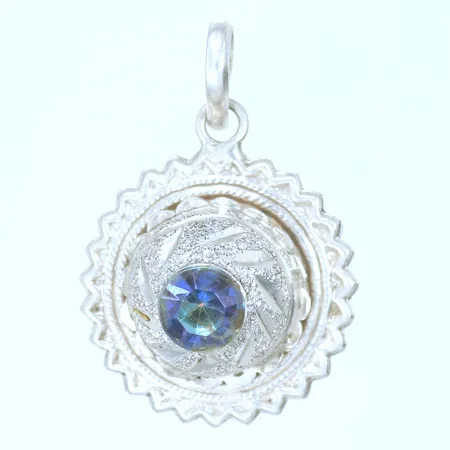 Hänge med blågrön sten38 x 28mm (repig, lödning på baksidan) 925/1000- Silver, 6,8g 