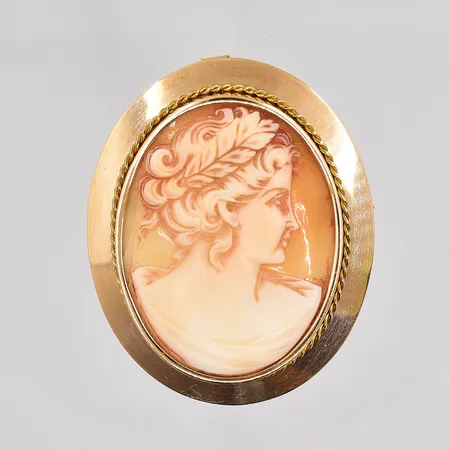 Brosch/hänge med Kamé 45x35mm, 14K Vikt: 9,4 g