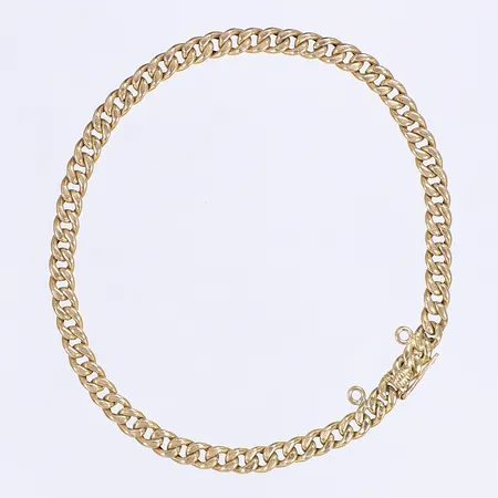 Armband pansarlänk längd 18cm bredd 3mm defekt saknar säkerhetskedja trögt lås 18K Vikt: 4,7 g