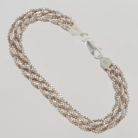 Armband flätat, 18,5, bredd:8mm, 925/1000 Silver 8,0g.