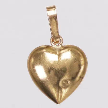 Hänge hjärta, längd 16mm inkl ögla, bredd 10,4mm, Guldfynd, skev ögla, bucklig, 18K Vikt: 0,5 g
