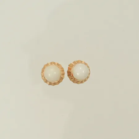 Örhängen med vita stenar, Ø7mm, höjd 5mm, 18K, 0,8g Vikt: 0,8 g